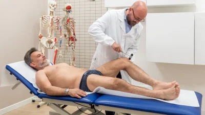 Visita fisiatrica: esame dei riflessi rotulei con martelletto neurologico, Progetto Salute Capriate San Gervasio